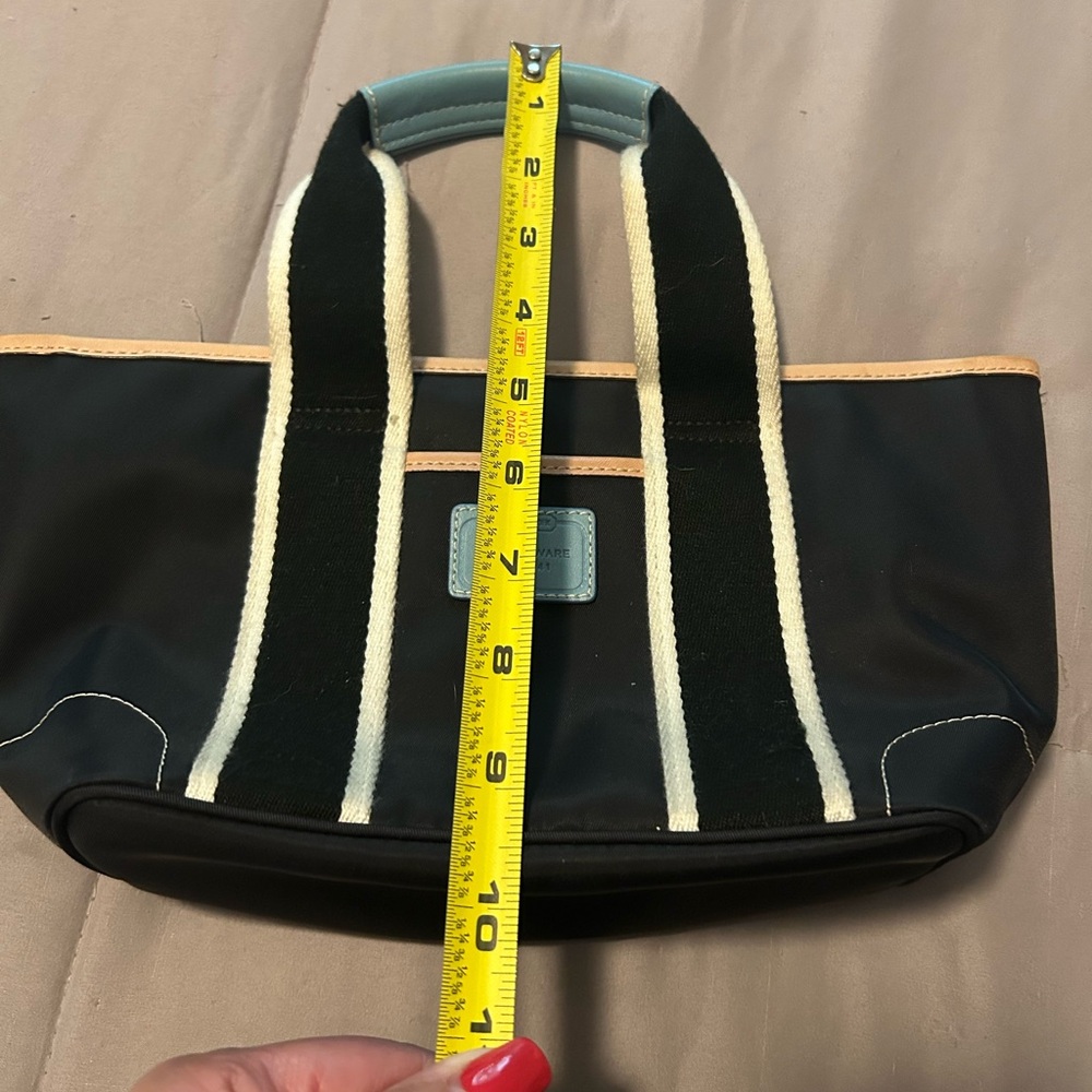 Coach Hampton nylon leather mini tote bag purse black blue summer beach - Picture 12 of 12